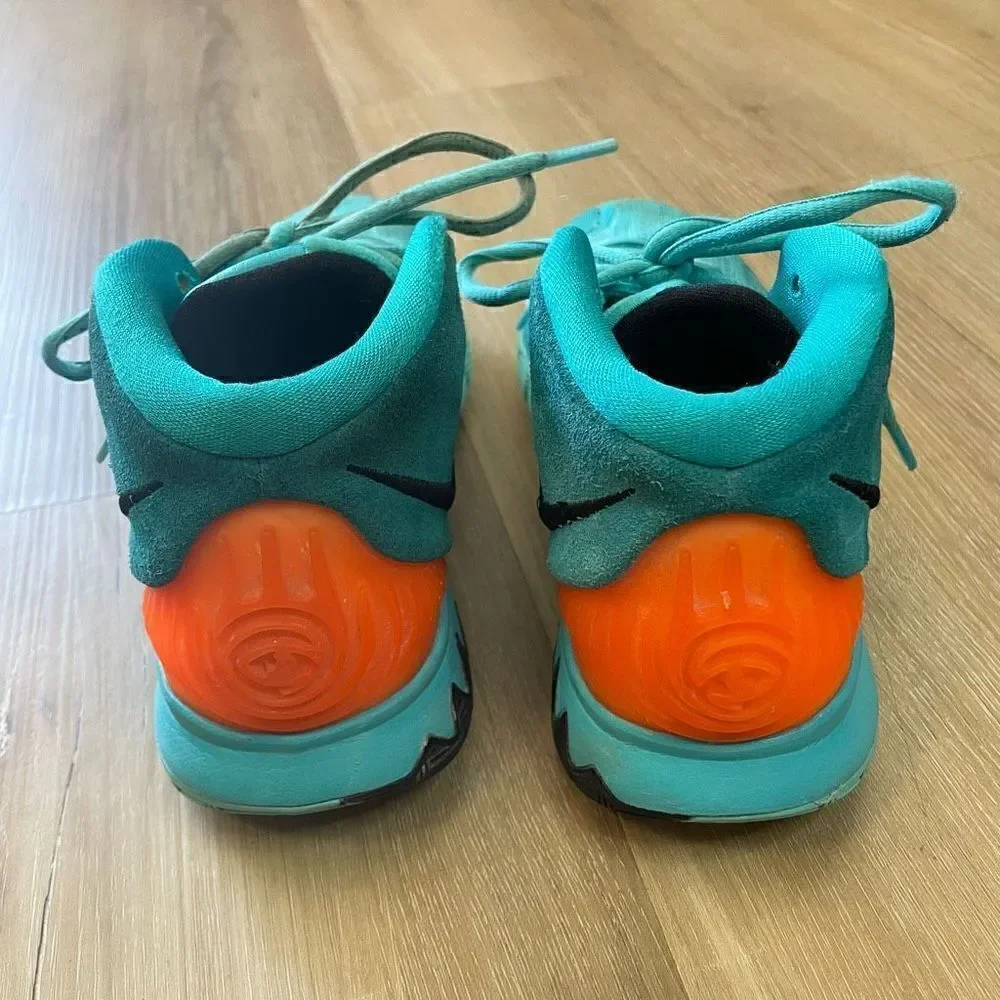 Nike Kyrie 6 Oracle Aqua Black Opti Yellow Total Orange Mid Top Youth Size 5.5